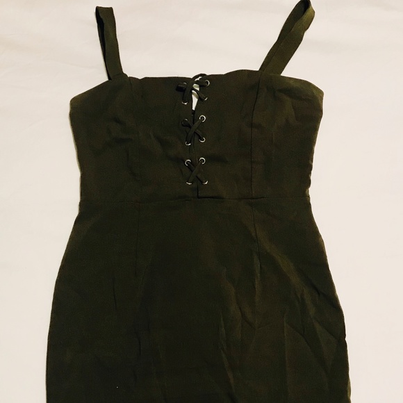 The Vintage Shop Dresses & Skirts - Army Green Lace-up Mini Dress